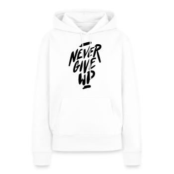 ne jamais abandonner - Sweat à capuche Premium bio Femme - blanc - Devant - Julia (174cm)
