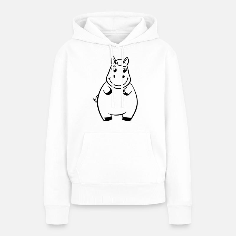 Cheval potelé comme illustration vectorielle - Sweat à capuche Premium bio Femme - blanc