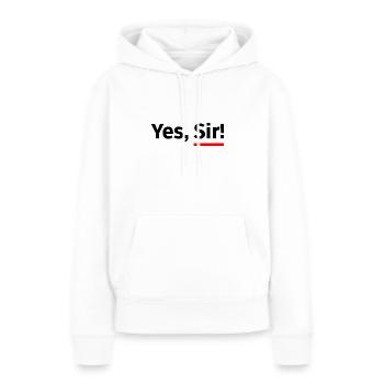 Yes, Sir! mit rotem Unterstrich - schwarz - Frauen Premium Bio Hoodie - Weiß - Vorne - Julia (174cm)