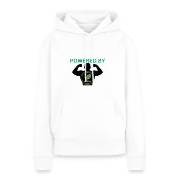 Veganer Stil mit Herz: Einzigartiges Design - Frauen Premium Bio Hoodie - Weiß - Vorne - Julia (174cm)