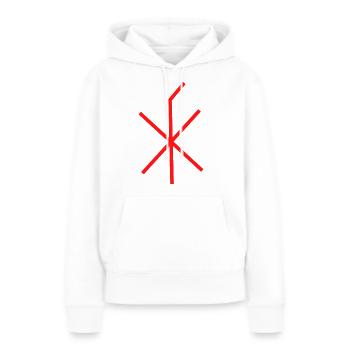 la richesse et la fortune rouge - Sweat à capuche Premium bio Femme - blanc - Devant - Julia (174cm)