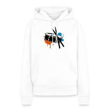 Trommel und Sticks - Frauen Premium Bio Hoodie - Weiß - Vorne - Julia (174cm)