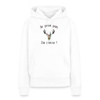 Je peux pas j'ai chasse féminin - Sweat à capuche Premium bio Femme - blanc - Devant - Julia (174cm)
