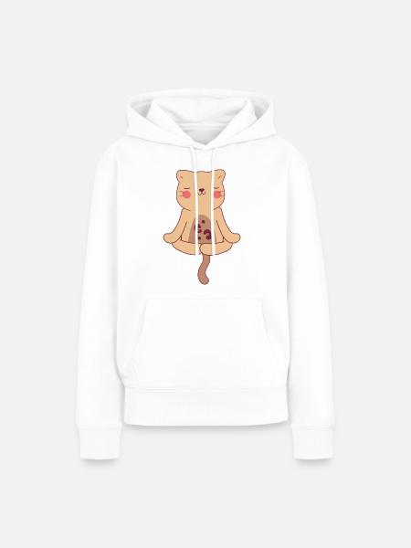 Ozelot beim Yoga - Frauen Premium Bio Hoodie - Weiß