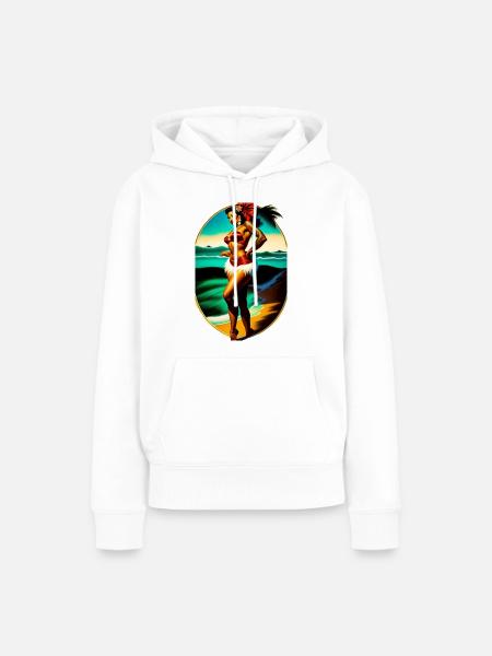 Hula Babe am Strand - Frauen Premium Bio Hoodie - Weiß