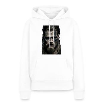 Viking en colère / païen nordique - Sweat à capuche Premium bio Femme - blanc - Devant - Julia (174cm)