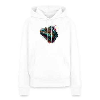 Iguane - Sweat à capuche Premium bio Femme - blanc - Devant - Julia (174cm)