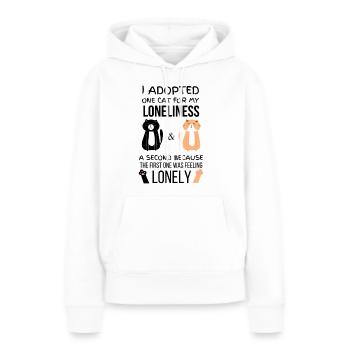 J’ai adopté un chat pour la solitude, un second parce que - Sweat à capuche Premium bio Femme - blanc - Devant - Julia (174cm)