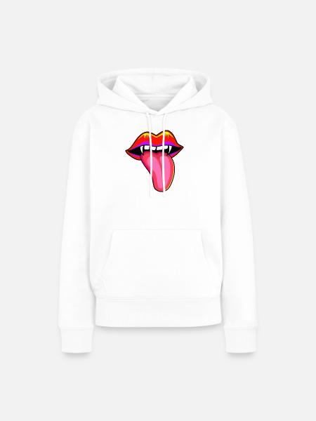 Mund mit Vampir Zähnen - Frauen Premium Bio Hoodie - Weiß