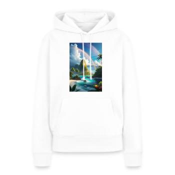 Regenbogen über einer tropischen Trauminsel - Frauen Premium Bio Hoodie - Weiß - Vorne - Julia (174cm)