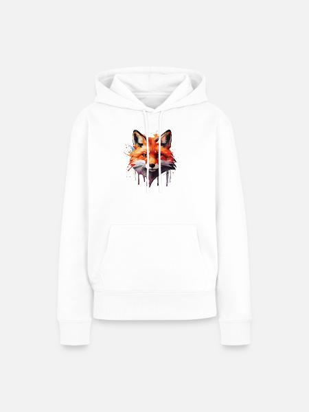 Aquarell Fuchs - Frauen Premium Bio Hoodie - Weiß