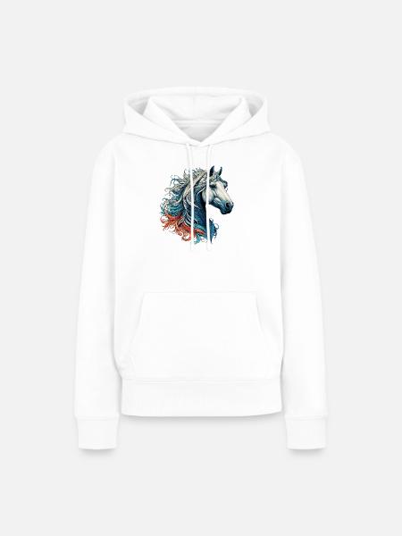Pferd - Frauen Premium Bio Hoodie - Weiß