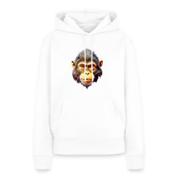 Singe V24 05 - Sweat à capuche Premium bio Femme - blanc - Devant - Julia (174cm)