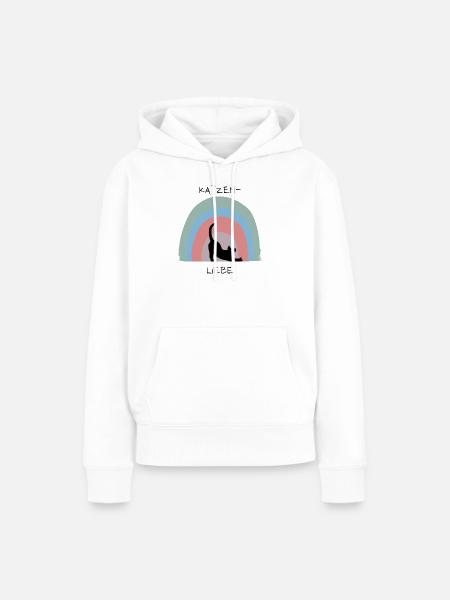 Katzenliebe - Frauen Premium Bio Hoodie - Weiß