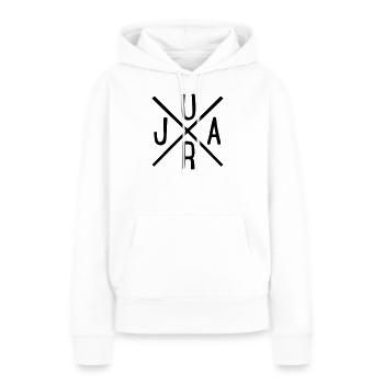 Jura - Frauen Premium Bio Hoodie - Weiß - Vorne - Julia (174cm)