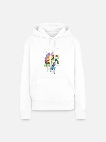 Gelassene Schildkröte - Aquarell - Frauen Premium Bio Hoodie - Weiß