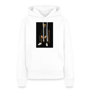 bandit cagoulé assis - Sweat à capuche Premium bio Femme - blanc - Devant - Julia (174cm)