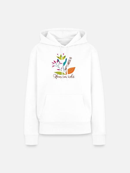 Blumenmotiv Glücklich Naturdesign - Frauen Premium Bio Hoodie - Weiß