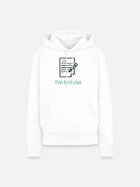 Eingravierte Musiktexte mit verspielter Beschriftung - Frauen Premium Bio Hoodie - Weiß