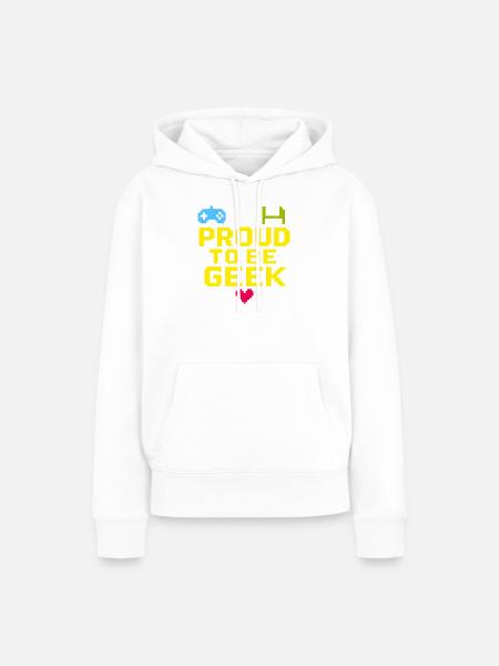 Stolzer Retro-Pixel-Geek - Frauen Premium Bio Hoodie - Weiß