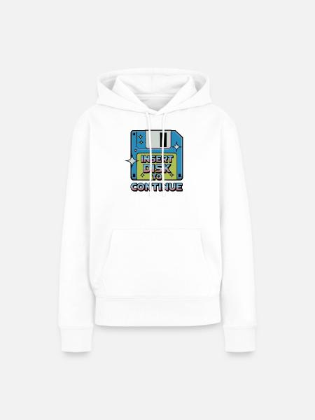 Y2K Retro – Insert Disk to Continue - Frauen Premium Bio Hoodie - Weiß