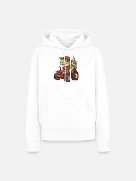 Dinosaurier stegosaurus Traktor Farmer - Frauen Premium Bio Hoodie - Weiß