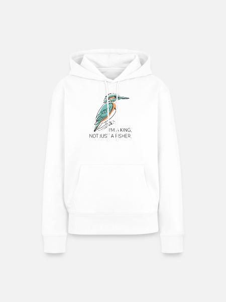 I’m a King – Eisvogel Wortspiel Design - Frauen Premium Bio Hoodie - Weiß