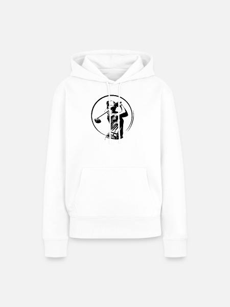 Golfer Frau Silhouette - Frauen Premium Bio Hoodie - Weiß