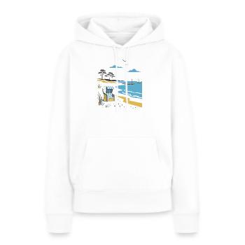 Idylle côtier : chaise longue et dune - Sweat à capuche Premium bio Femme - blanc - Devant - Julia (174cm)