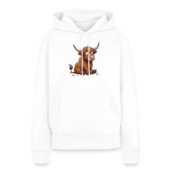 Bovin Cartoon Ébahi Rustique - Sweat à capuche Premium bio Femme - blanc - Devant - Julia (174cm)