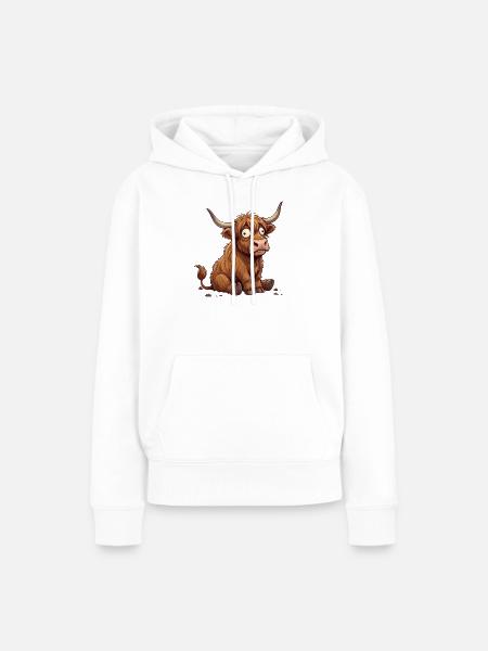 Rustikale erstaunte Cartoon-Rinder - Frauen Premium Bio Hoodie - Weiß