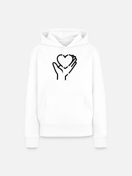 Hand Herz - Frauen Premium Bio Hoodie - Weiß