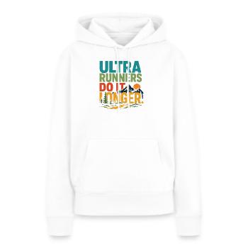 Ultraläufer machen es länger - Frauen Premium Bio Hoodie - Weiß - Vorne - Julia (174cm)