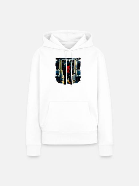 Dämonen Ninja in U-Bahn - Frauen Premium Bio Hoodie - Weiß
