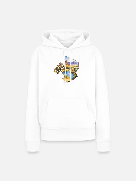 Tschad Aquarell Landkarte - Frauen Premium Bio Hoodie - Weiß