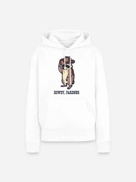 Waschbär-Rancher mit Cowboyhut - Frauen Premium Bio Hoodie - Weiß