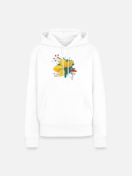 Herbstlaub mit Pilz - Frauen Premium Bio Hoodie - Weiß