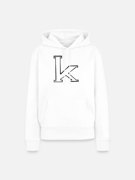 Kleinbuchstabe k handgezeichnet - Frauen Premium Bio Hoodie - Weiß