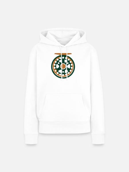 Fliegenrolle Angel Icon - Frauen Premium Bio Hoodie - Weiß