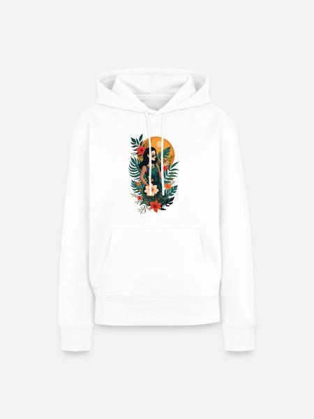 Frau in den Tropen - Frauen Premium Bio Hoodie - Weiß