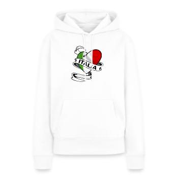italia heart - Sweat à capuche Premium bio Femme - blanc - Devant - Julia (174cm)