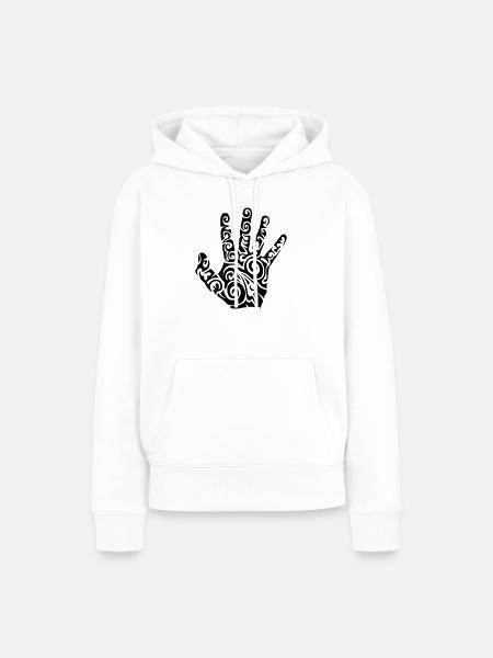 Stammes-Hand-Hand-finger 0 - Frauen Premium Bio Hoodie - Weiß