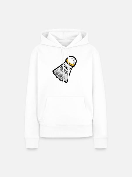 Smiley Badminton - Frauen Premium Bio Hoodie - Weiß