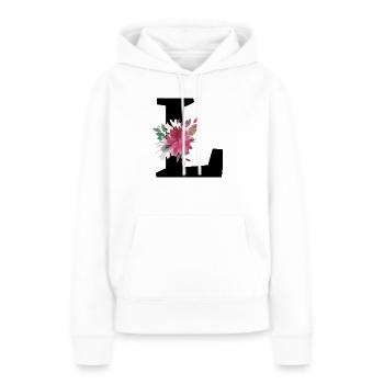 Buchstabe l blumig - Frauen Premium Bio Hoodie - Weiß - Vorne - Julia (174cm)