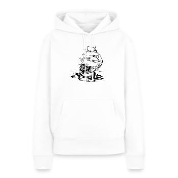 Dériver - Sweat à capuche Premium bio Femme - blanc - Devant - Julia (174cm)