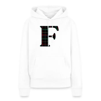 Monogramme f tartan écossais - Sweat à capuche Premium bio Femme - blanc - Devant - Julia (174cm)