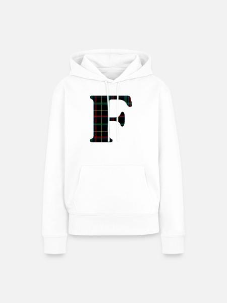 Monogramm f Schottischer Tartan - Frauen Premium Bio Hoodie - Weiß