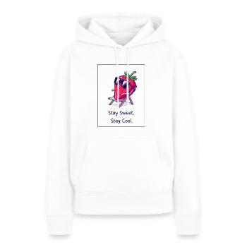 Cool & Sweet : motif fraise dans une chaise longue ! - Sweat à capuche Premium bio Femme - blanc - Devant - Julia (174cm)