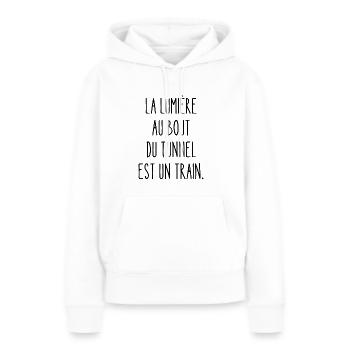 la lumière au bout du tunnel est un train - Sweat à capuche Premium bio Femme - blanc - Devant - Julia (174cm)