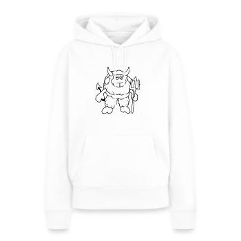 Mouton Diable Satan Enfer Mal Trident Cornes Cool - Sweat à capuche Premium bio Femme - blanc - Devant - Julia (174cm)